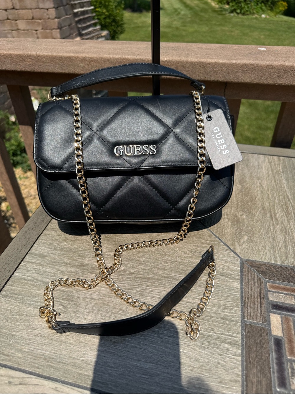 NWT GUESS Factory Quincey Quilted Soft Black Crossbody Bag